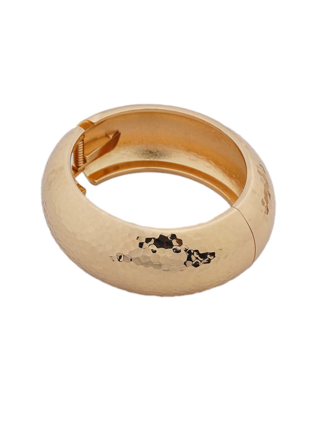 Hammered Gold-Tone Hinged Bangle-1