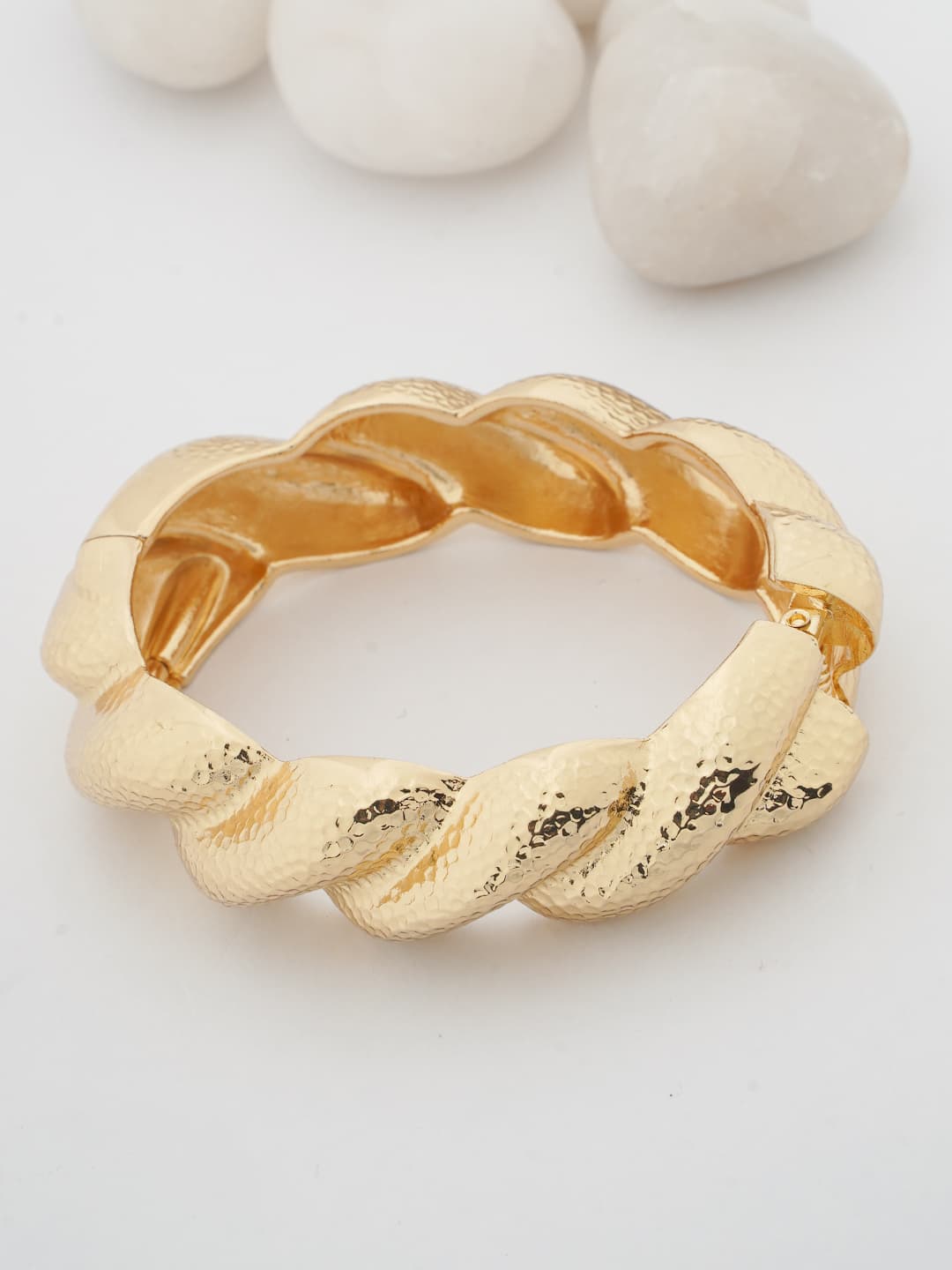 Hammered Gold-Tone Twisted Bangle-0