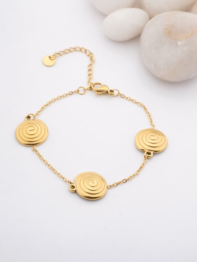 Triple Spiral Gold-Tone Bracelet-thumb-0