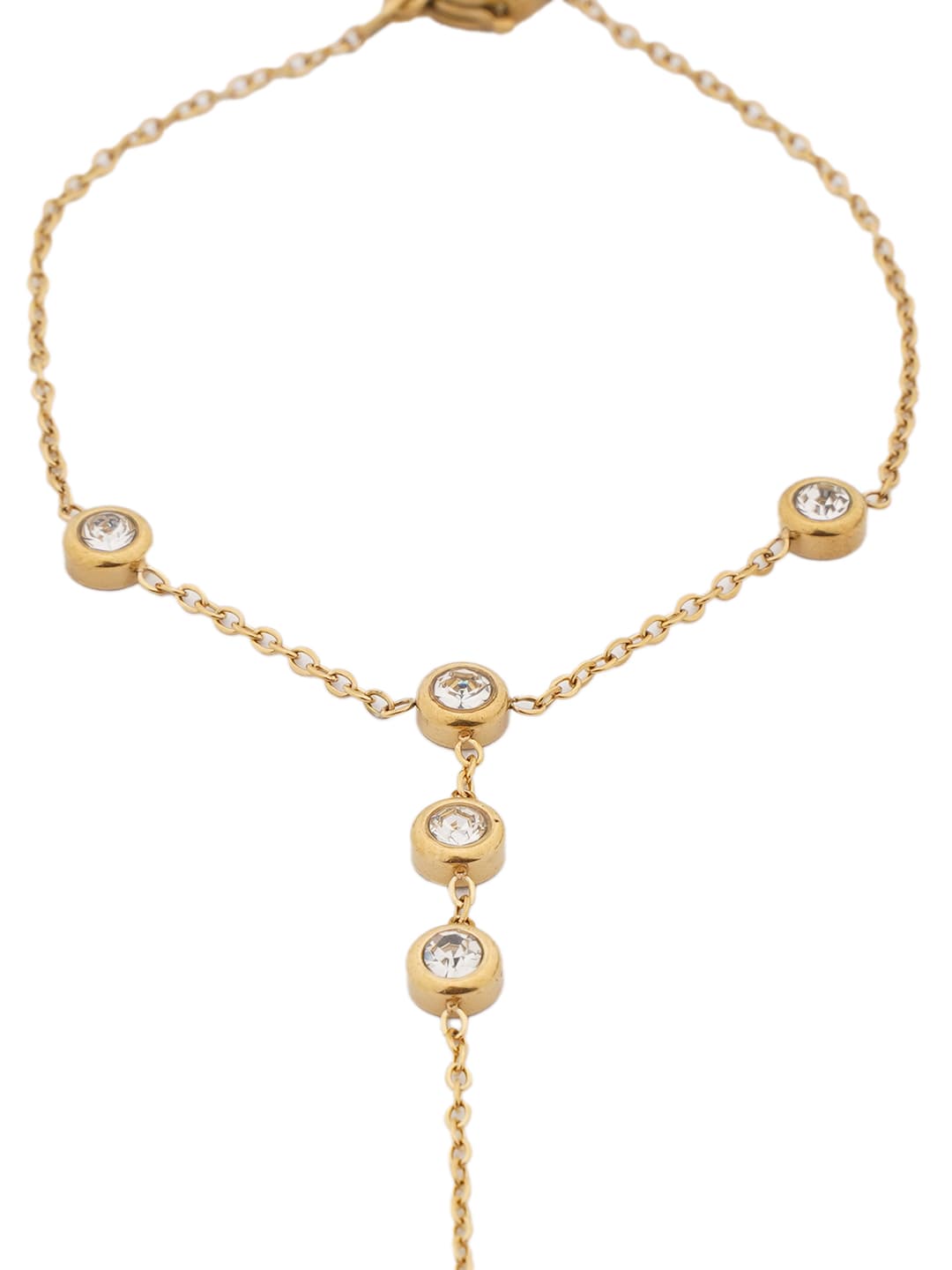 Sparkling Bezel-Set Gold Hand Chain-1