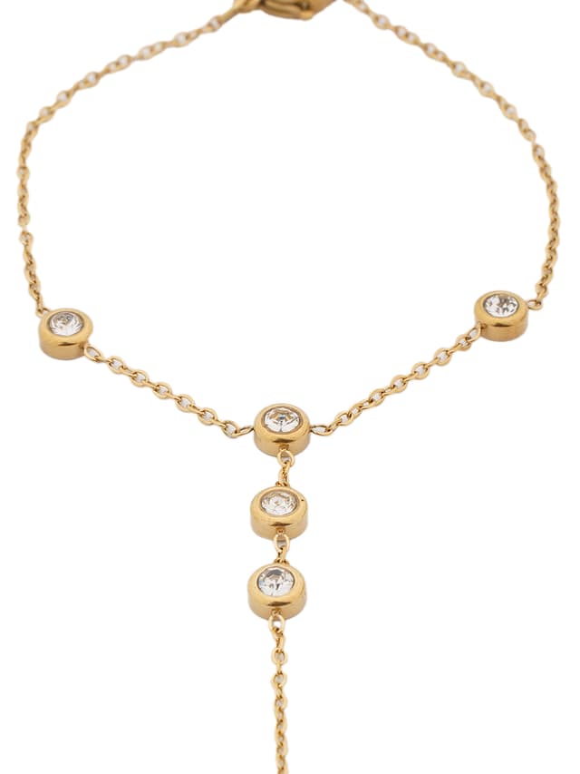 Sparkling Bezel-Set Gold Hand Chain-thumb-1