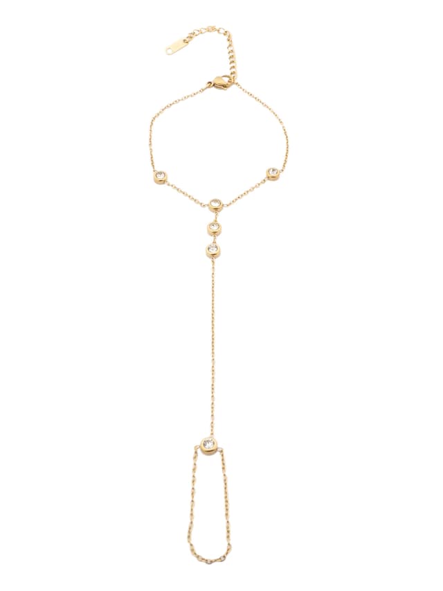 Sparkling Bezel-Set Gold Hand Chain-thumb-2