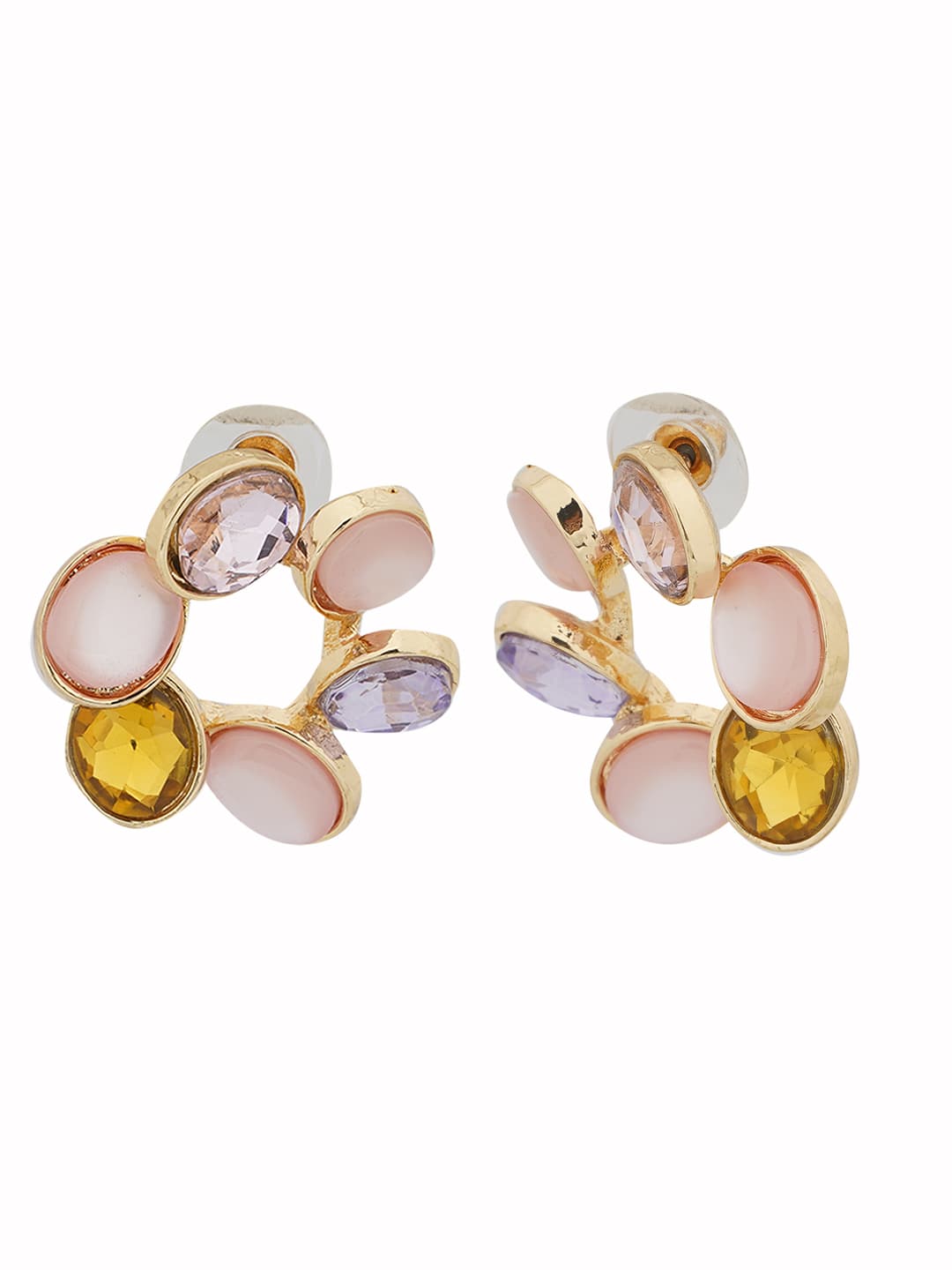Pastel Multi-Stone Wreath Stud Earrings-1