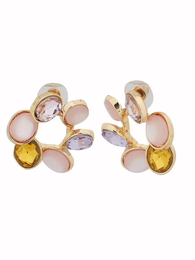 Pastel Multi-Stone Wreath Stud Earrings-thumb-1