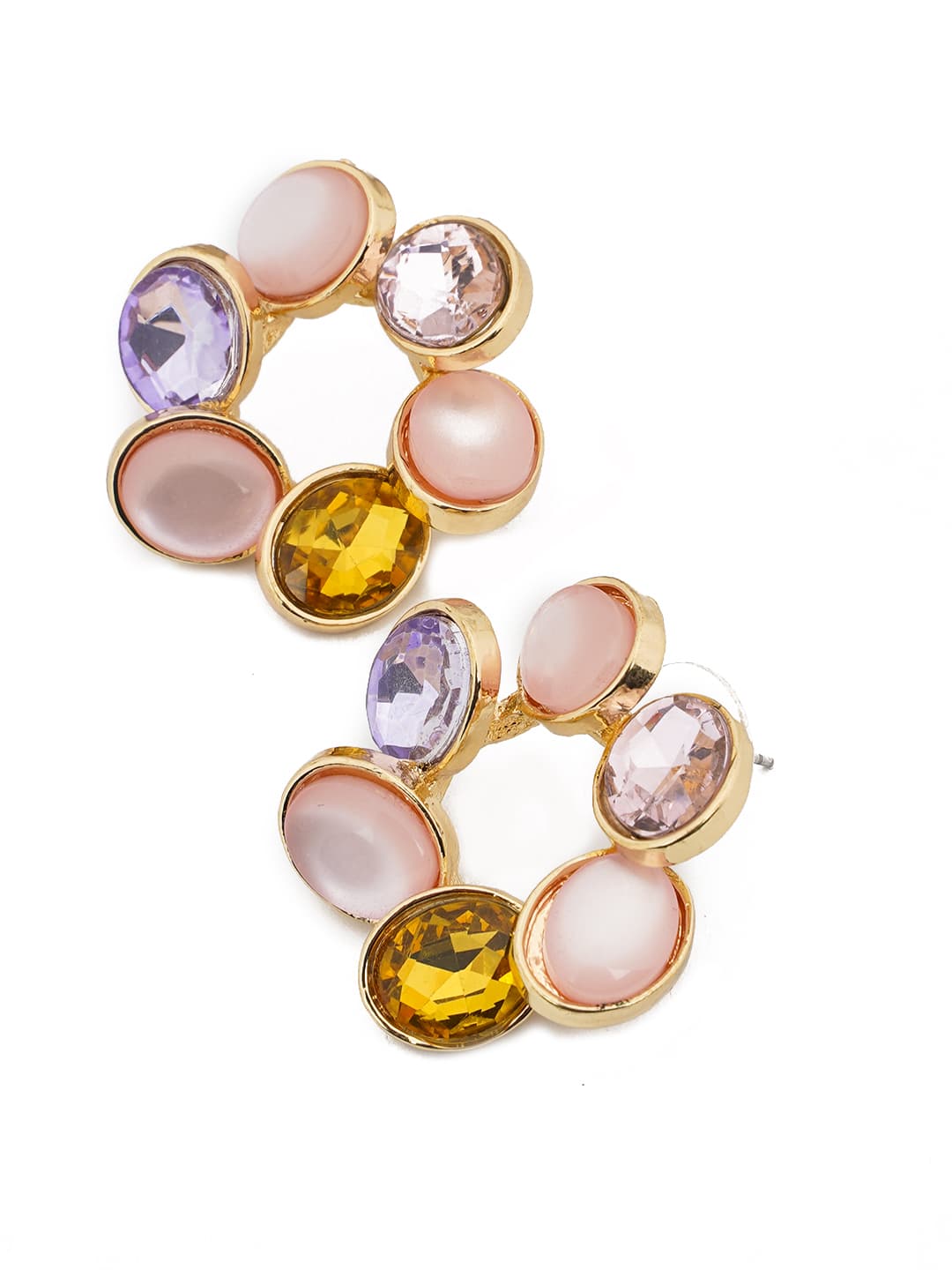 Pastel Multi-Stone Wreath Stud Earrings-2