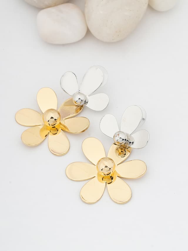 Two-Tone Modernist Floral Drops-thumb-0