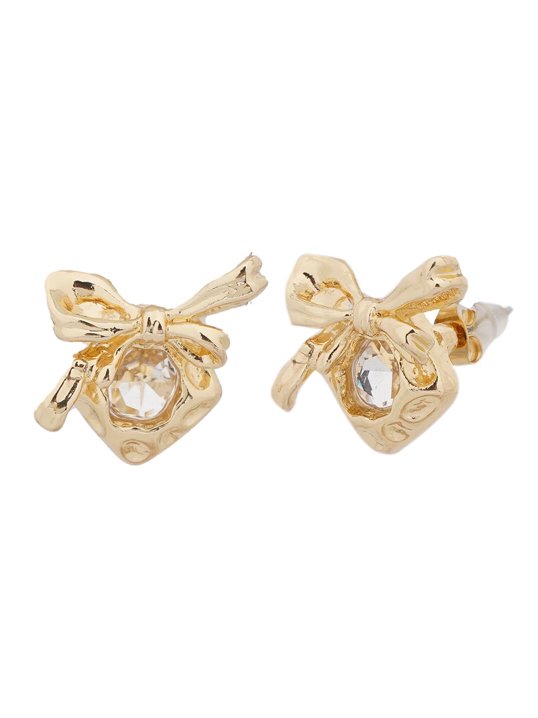 Gold Bow & Crystal Studs-1