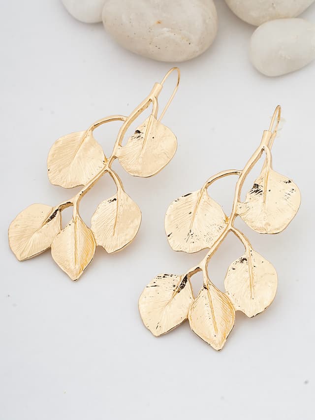 Textured Gold Leaf Branch Drops-thumb-0