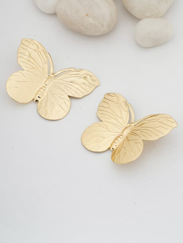 Sculpted Gold Butterfly Studs-thumb-0
