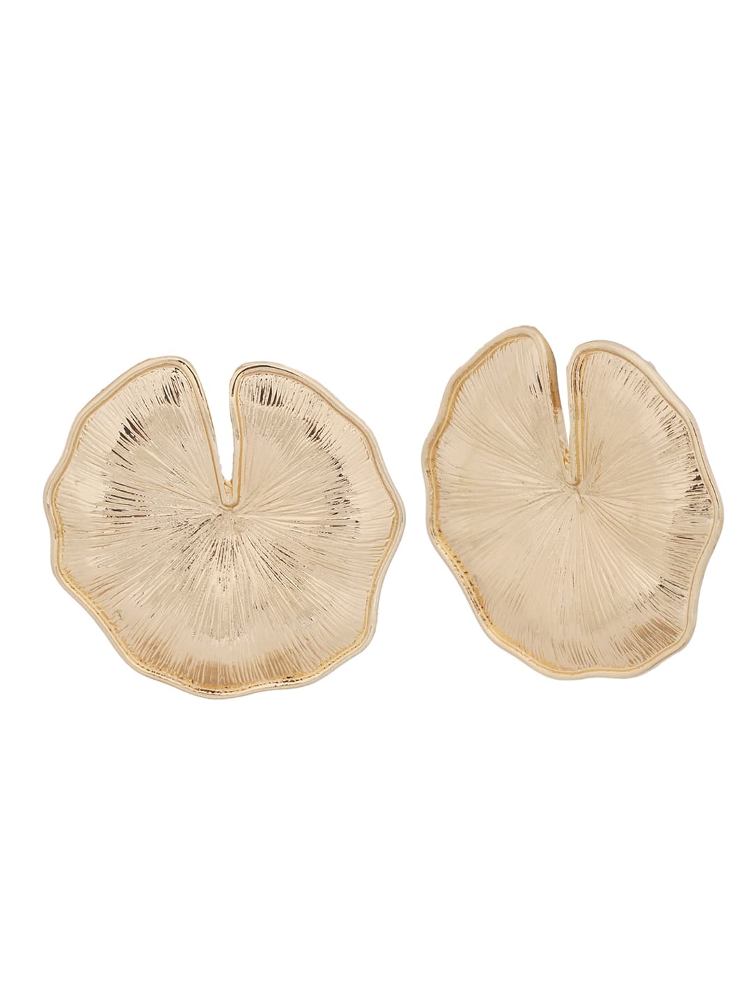 Textured Gold Lily Pad Studs-1