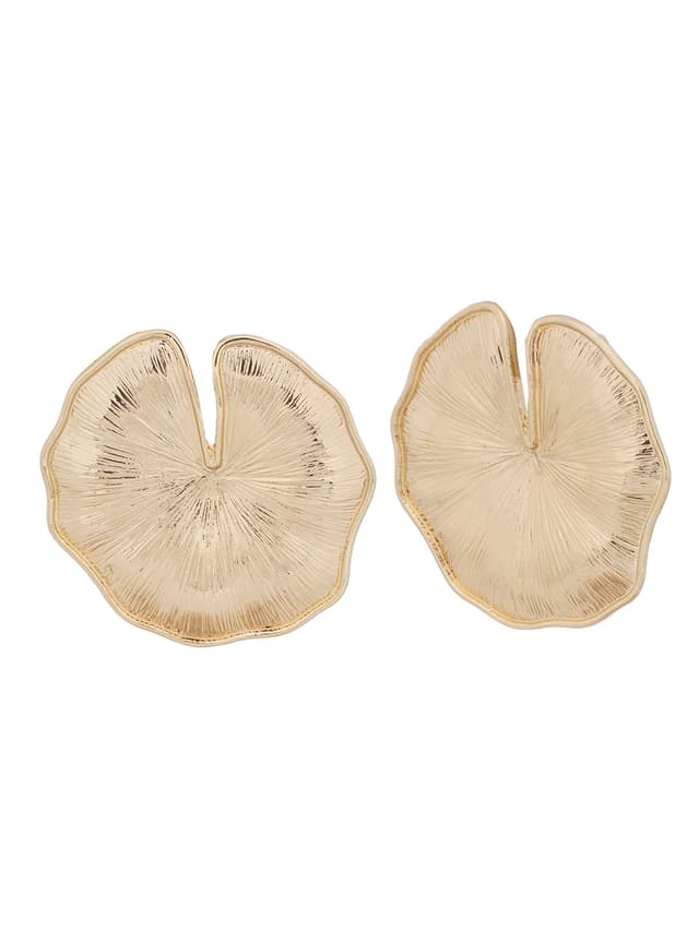 Textured Gold Lily Pad Studs-thumb-2
