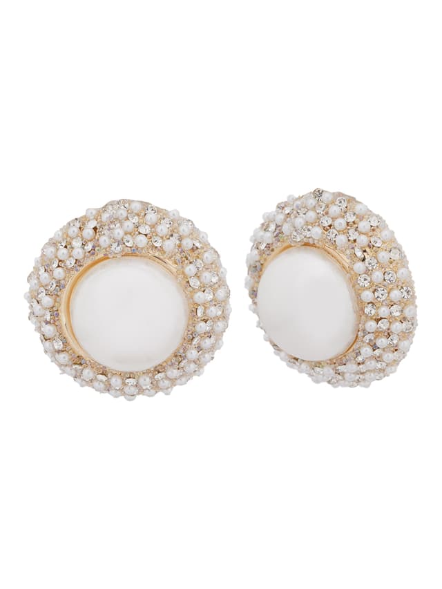 Ornate Pearl & Crystal Halo Studs-thumb-1