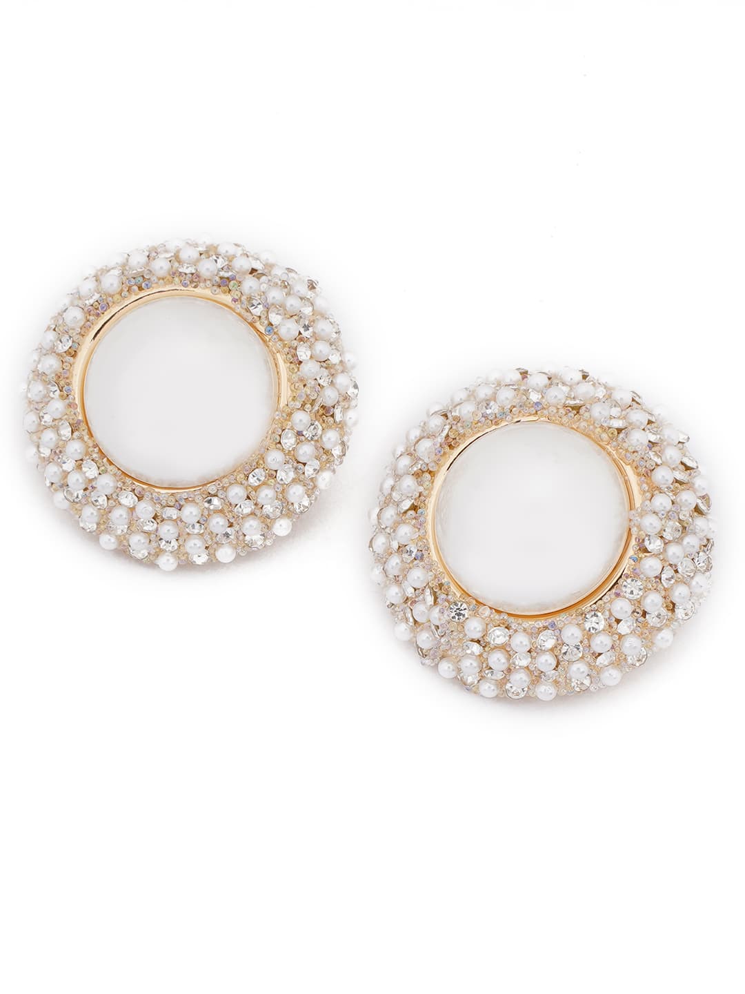 Ornate Pearl & Crystal Halo Studs-2