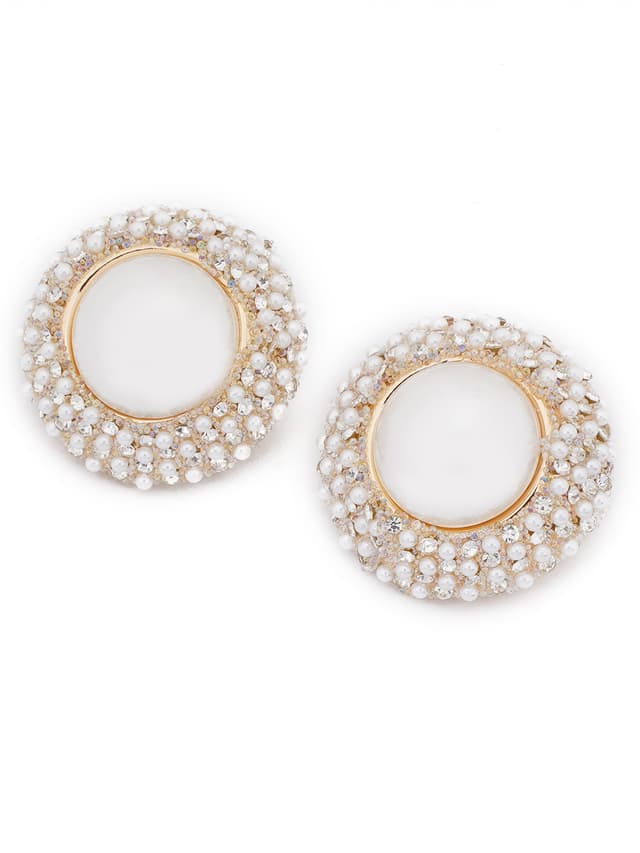Ornate Pearl & Crystal Halo Studs-thumb-2