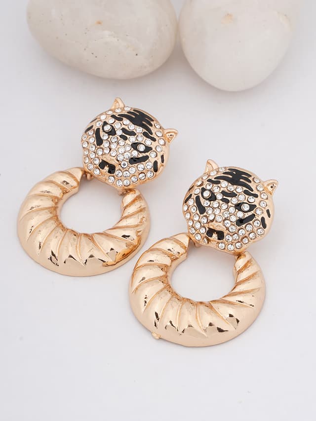 Tiger Head Door Knocker Earrings-thumb-0