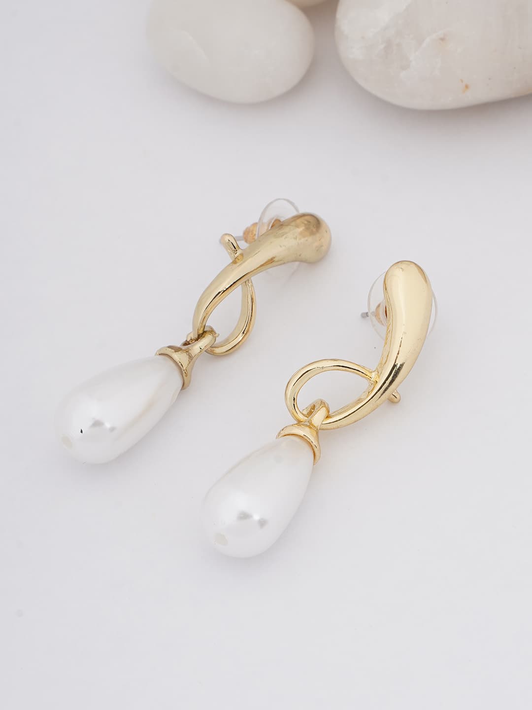 Gold Twist Pearl Drops-0