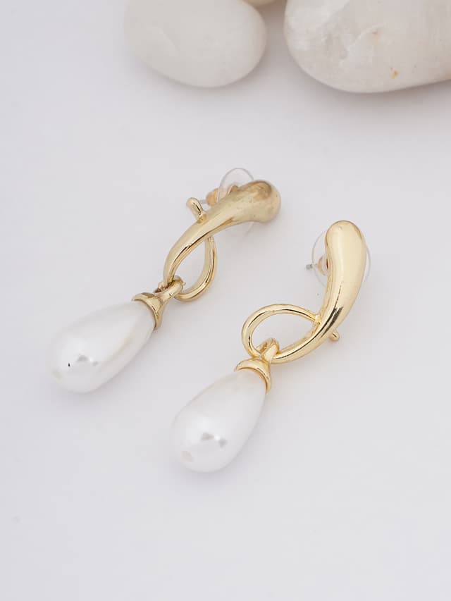 Gold Twist Pearl Drops-thumb-0
