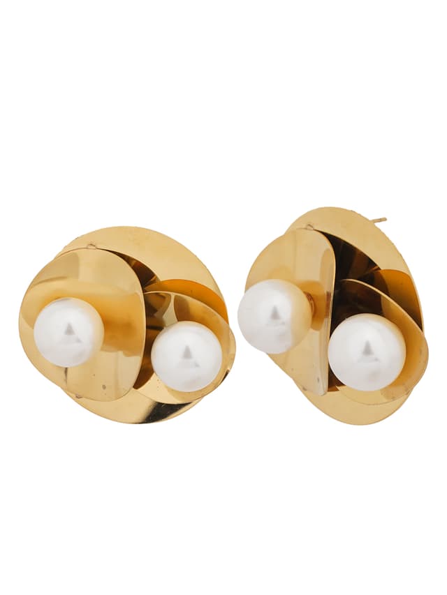 Layered Gold & Pearl Studs-thumb-1