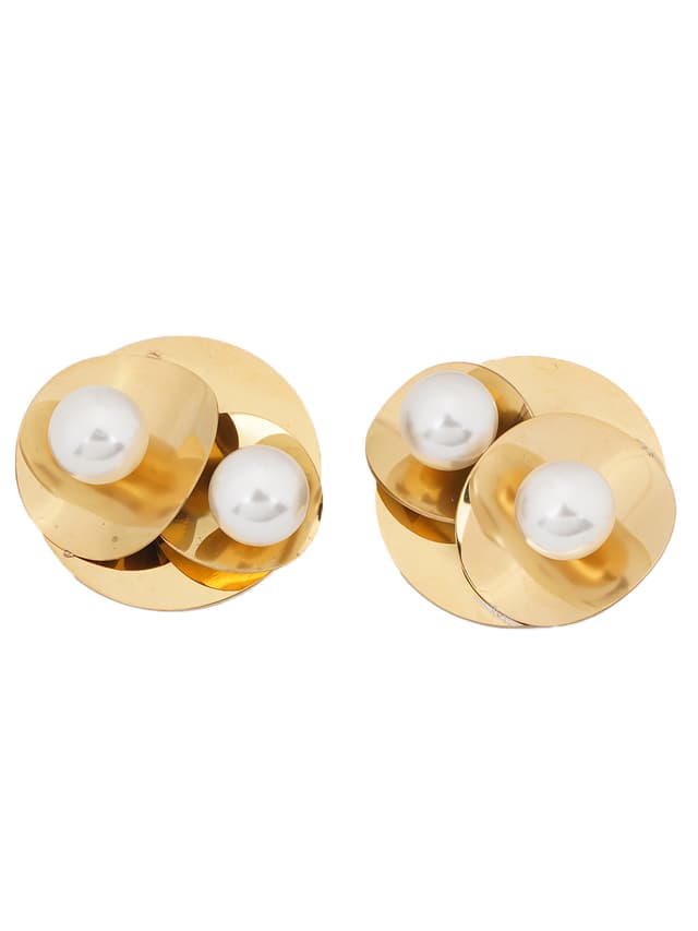 Layered Gold & Pearl Studs-thumb-2