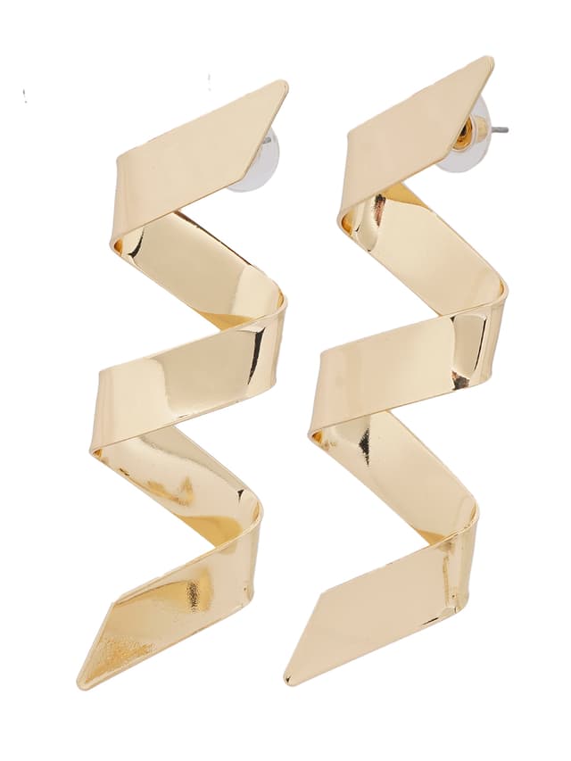 Gold-Tone Zigzag Spiral Earrings-thumb-1