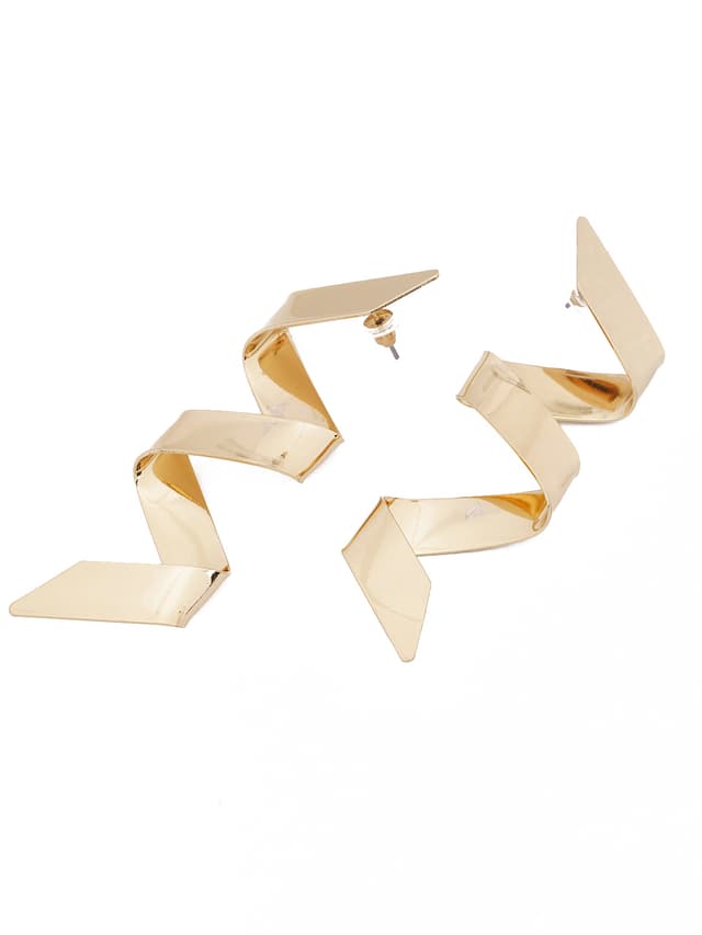 Gold-Tone Zigzag Spiral Earrings-thumb-2