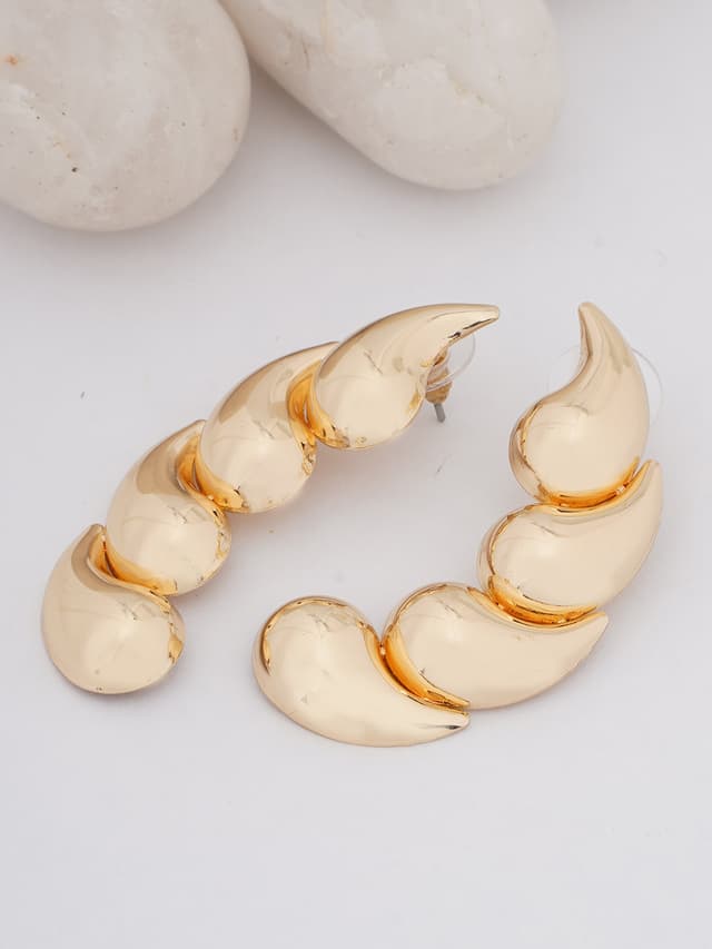 Gold-Tone Sculpted Chunky Hoop Earrings-thumb-0