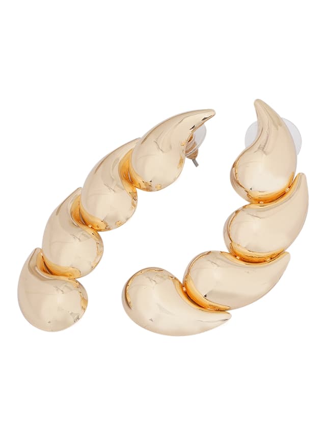 Gold-Tone Sculpted Chunky Hoop Earrings-thumb-2