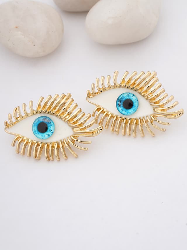 Gold-Tone Evil Eye Statement Stud Earrings-thumb-0