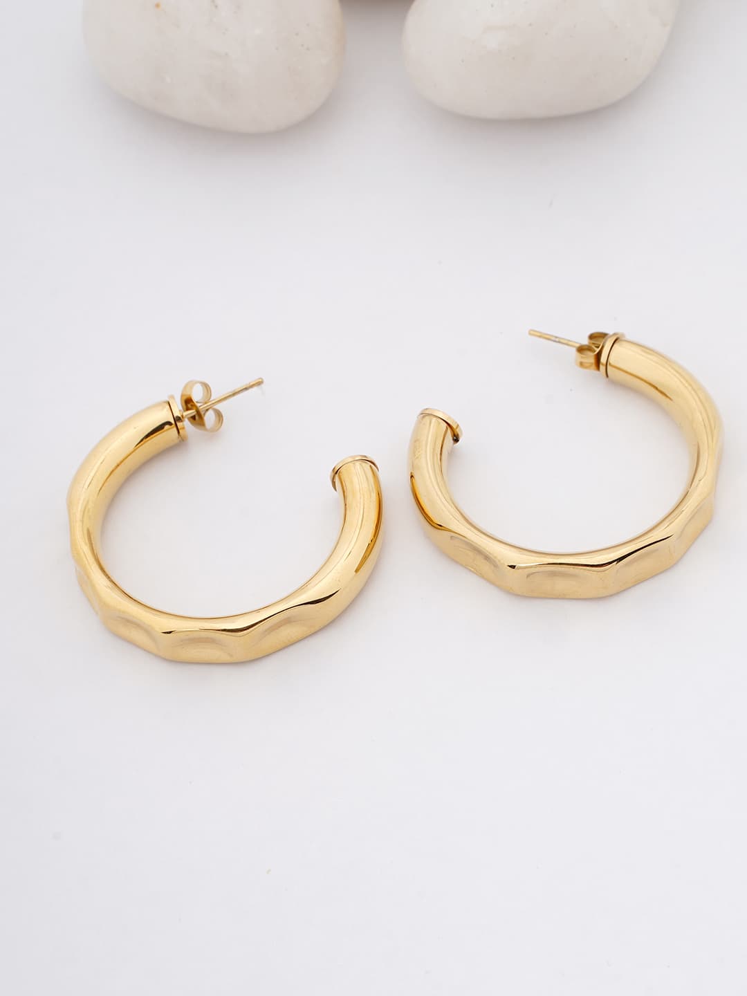 Gold-Tone Classic Thick Hoop Earrings-0