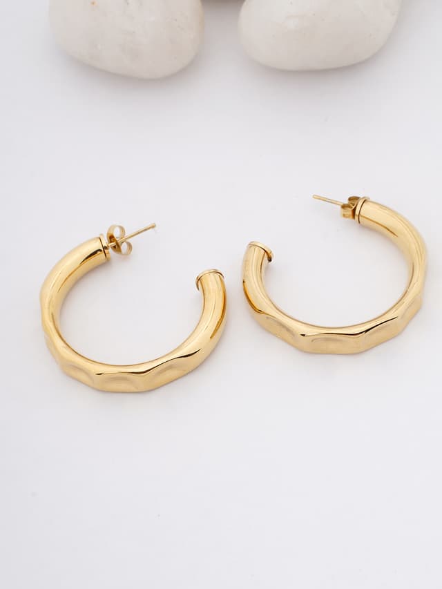 Gold-Tone Classic Thick Hoop Earrings-thumb-0