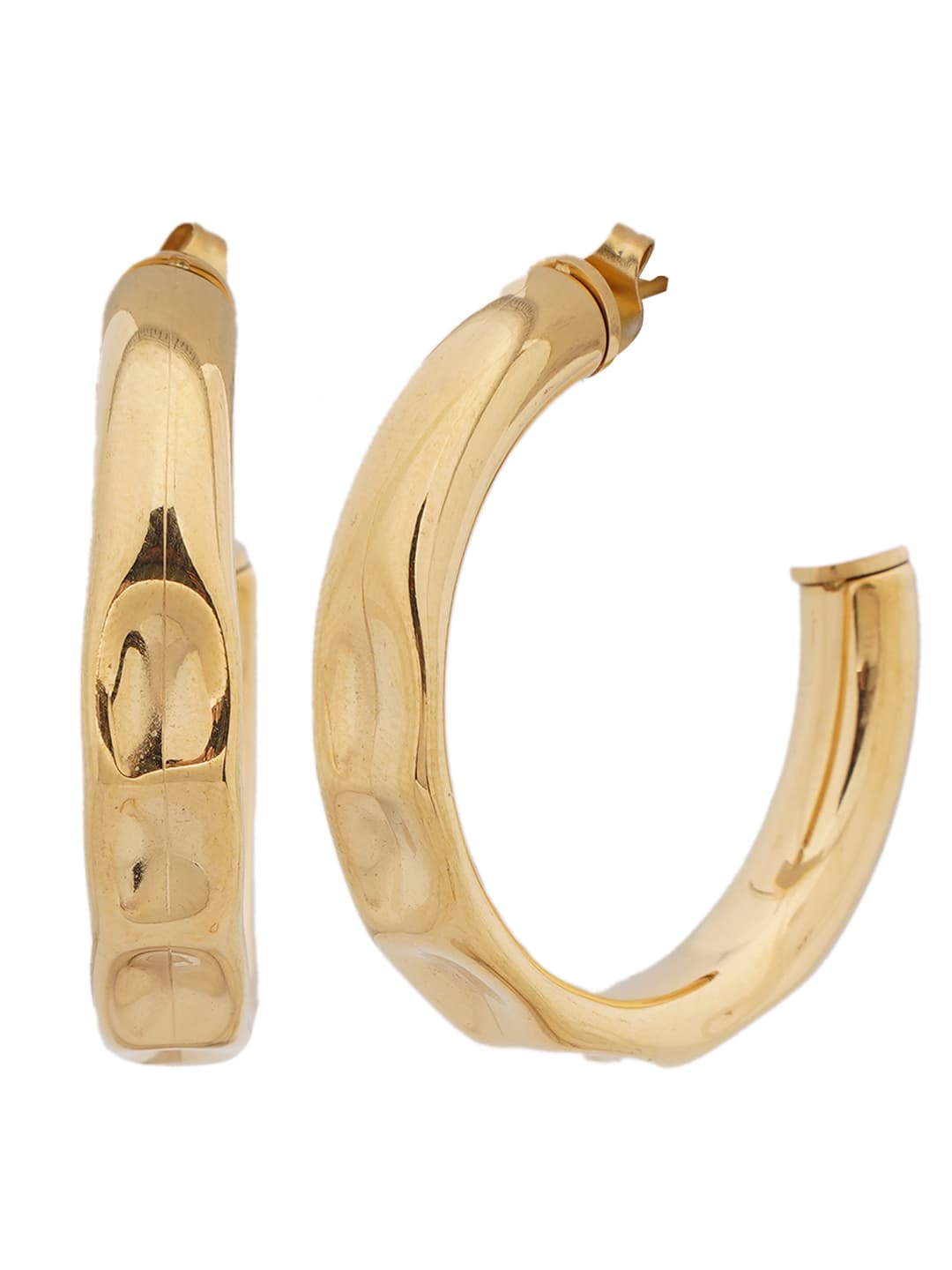 Gold-Tone Classic Thick Hoop Earrings-1