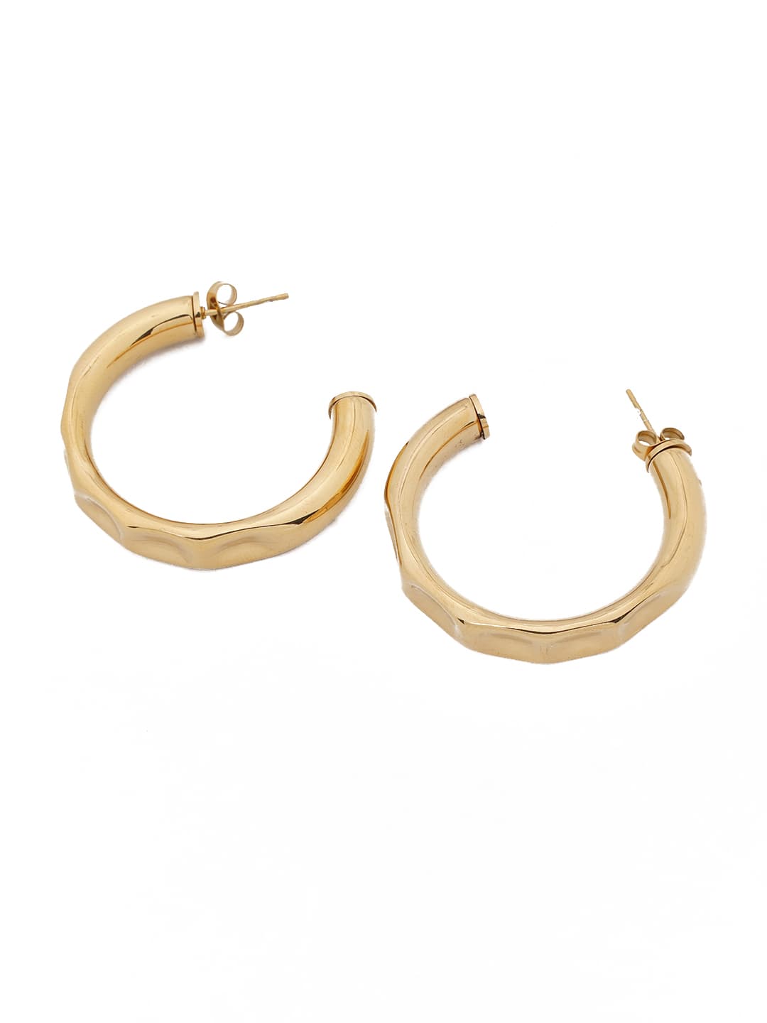 Gold-Tone Classic Thick Hoop Earrings-2