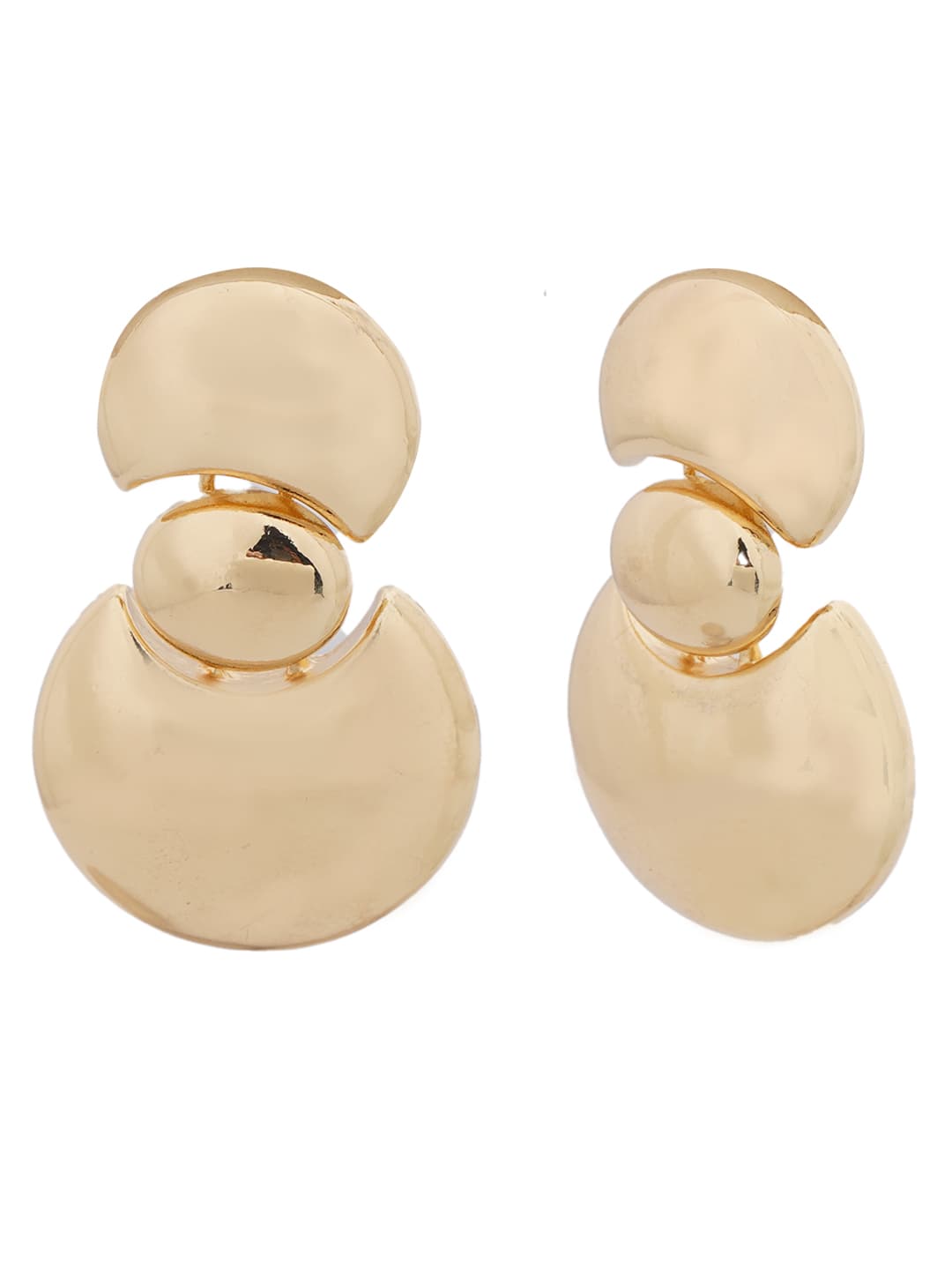Gold-Tone Sculpted Disc Drop Earrings-1