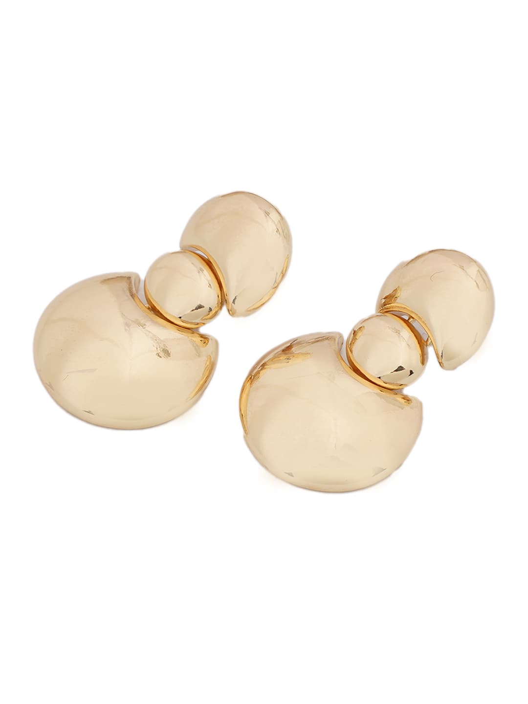 Gold-Tone Sculpted Disc Drop Earrings-2