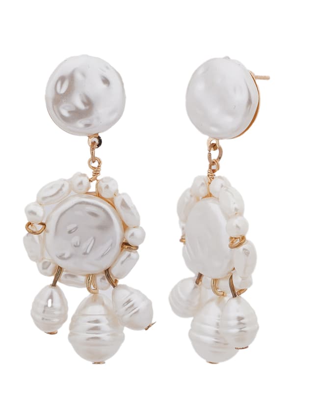 Pearl Cluster Drop Earrings-thumb-1