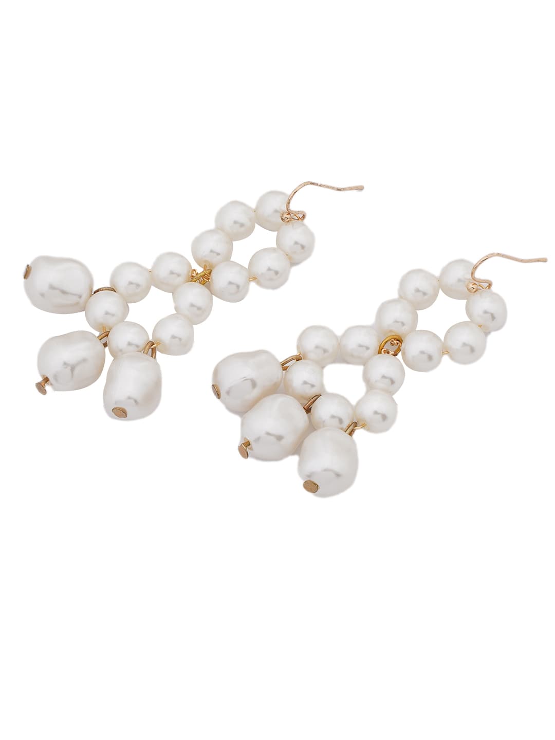 Double Hoop Pearl Drop Earrings-1
