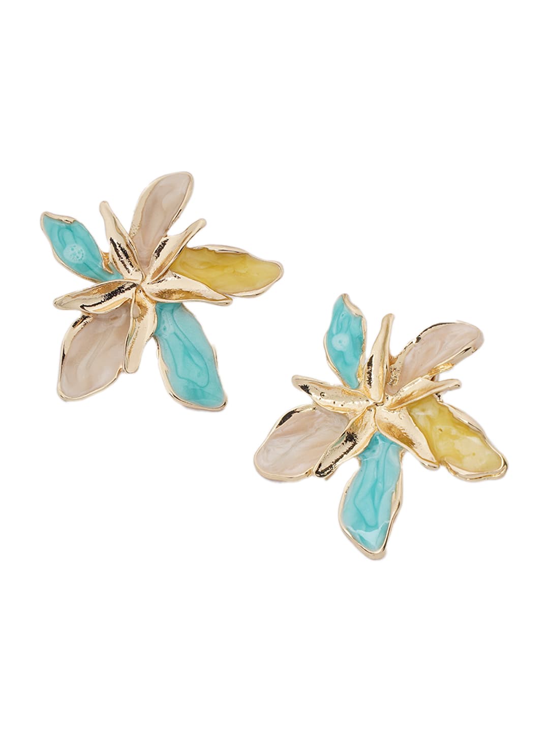 Enamel Floral Stud Earrings-2