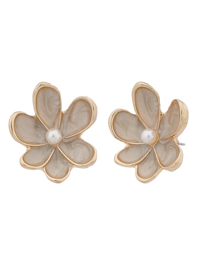 Pearl Center Floral Stud Earrings-thumb-1