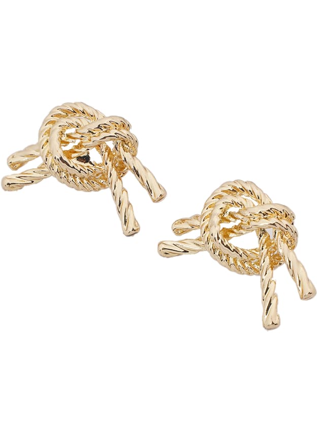 Gold Rope Knot Stud Earrings-thumb-2