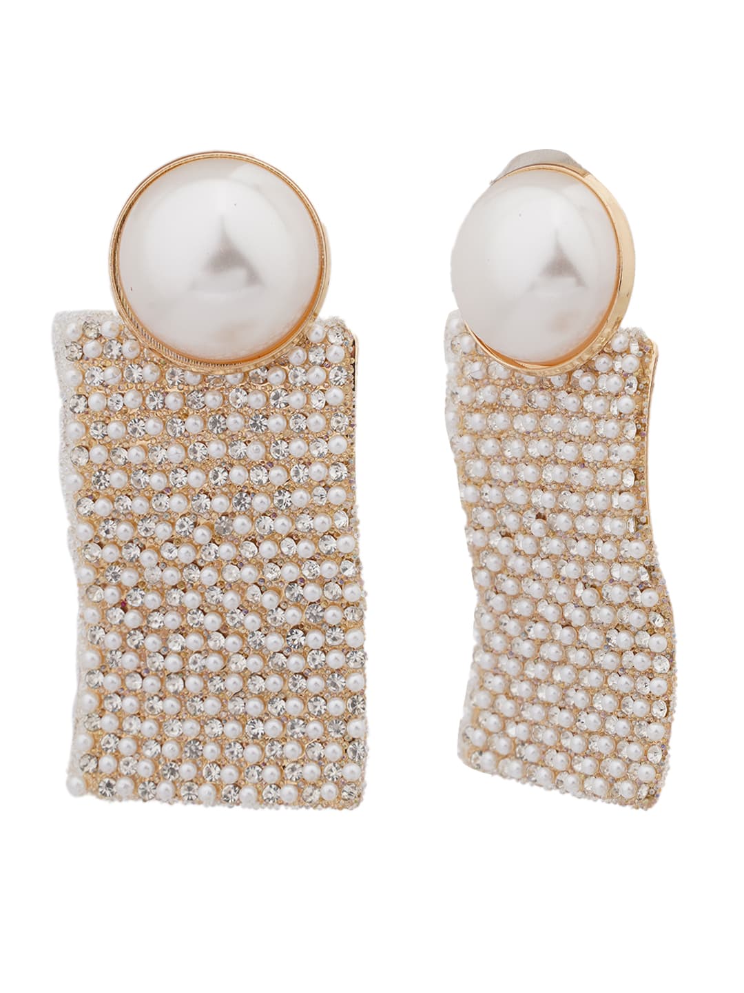 Pearl & Crystal Statement Drop Earrings-1