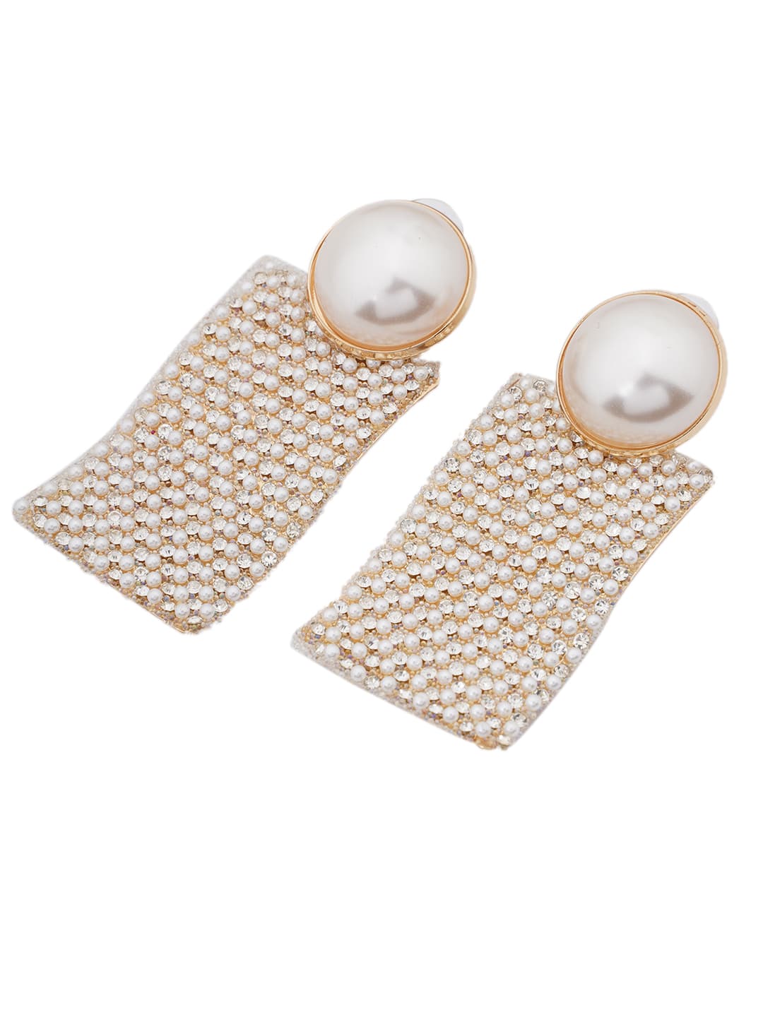 Pearl & Crystal Statement Drop Earrings-2