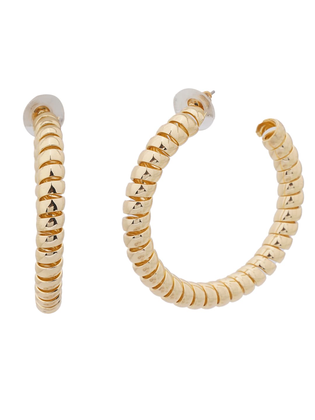 Ribbed Gold Hoop Earrings-1