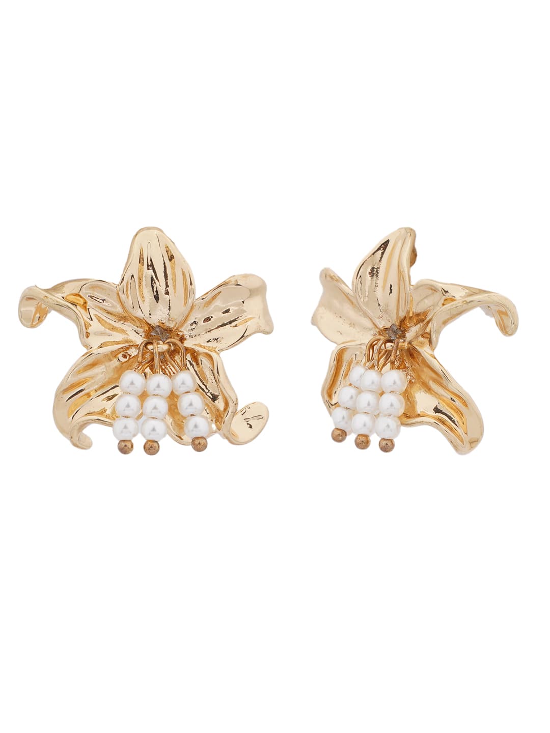 Pearl Cluster Floral Stud Earrings-1