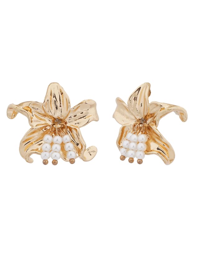 Pearl Cluster Floral Stud Earrings-thumb-1