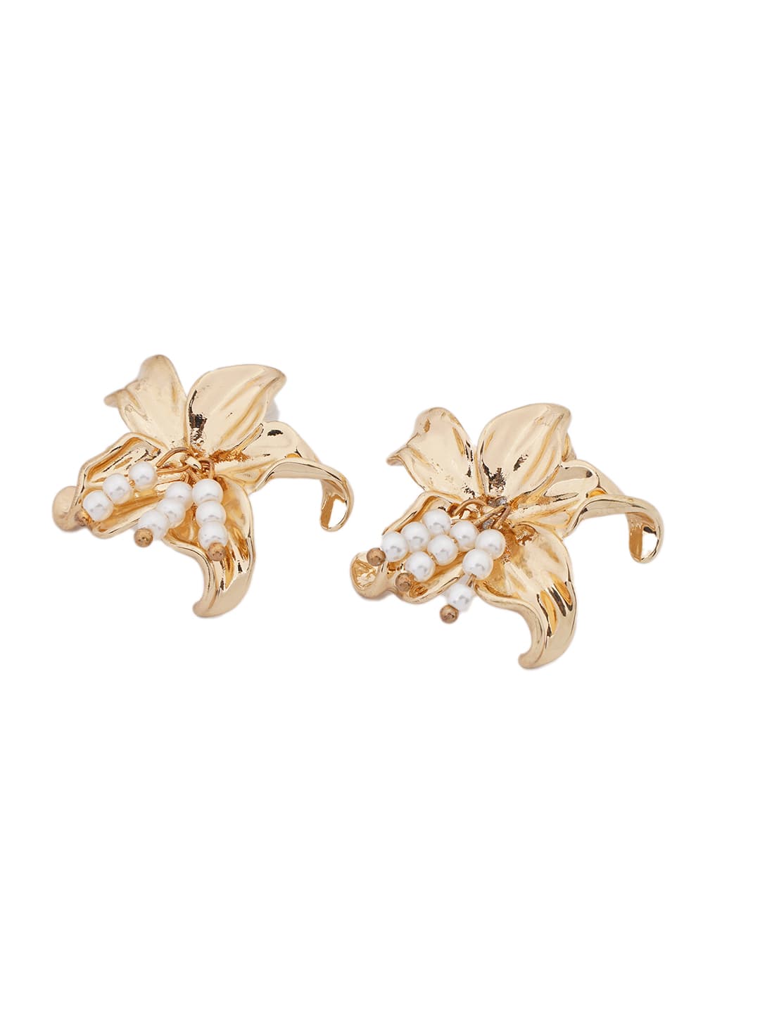 Pearl Cluster Floral Stud Earrings-2