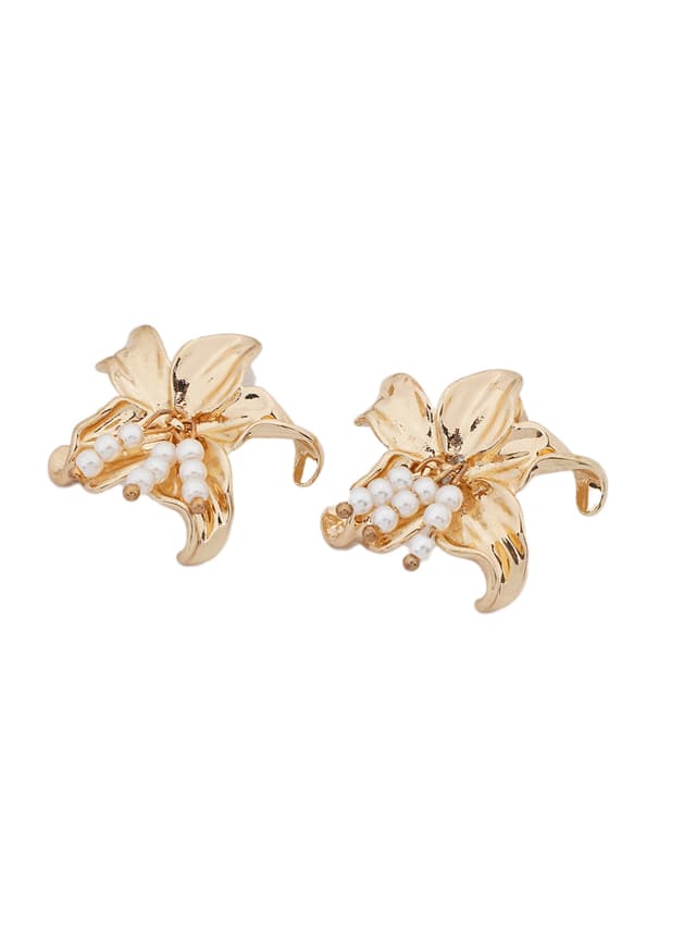 Pearl Cluster Floral Stud Earrings-thumb-2