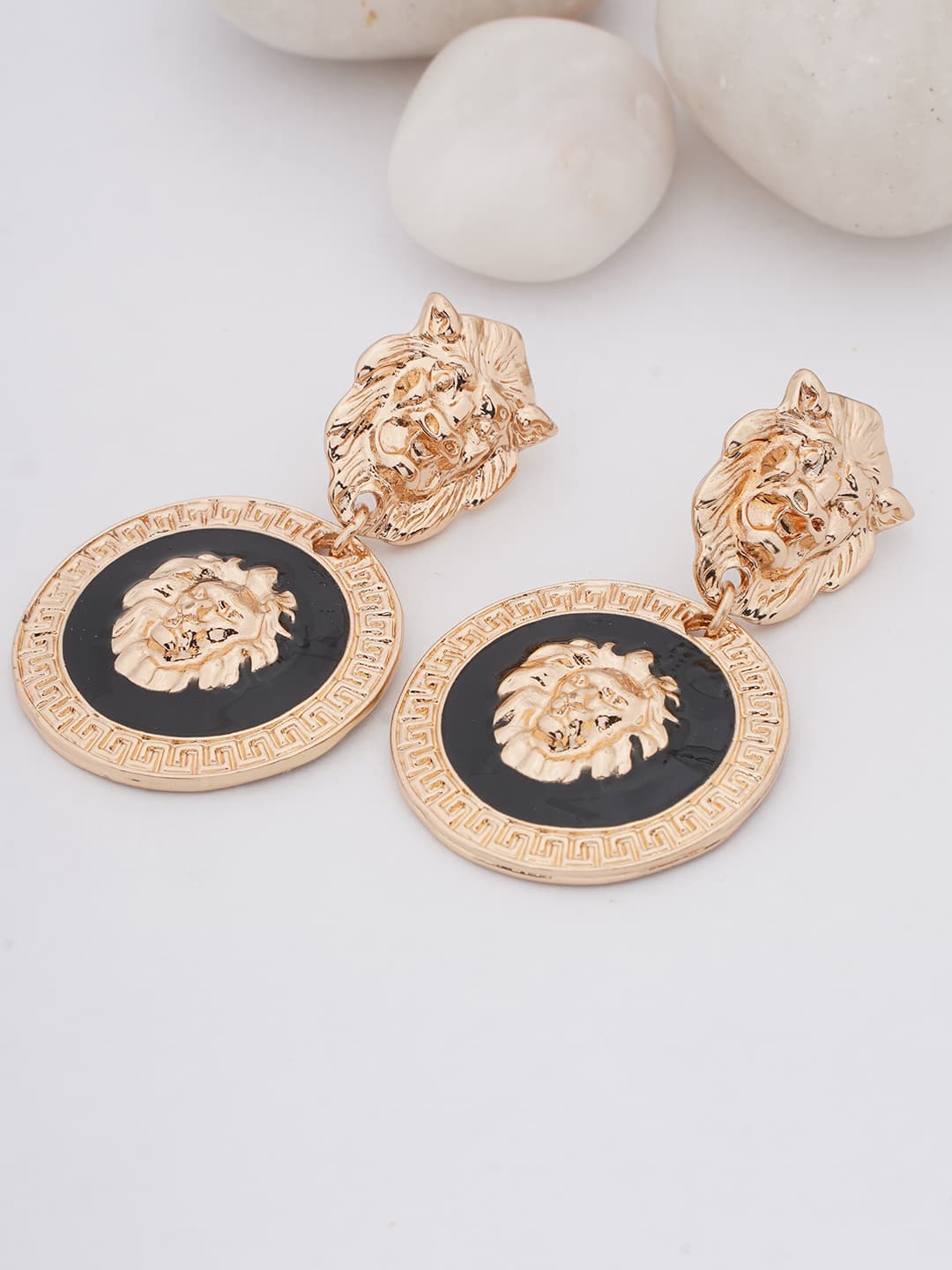 Lion Medallion Drop Earrings-0