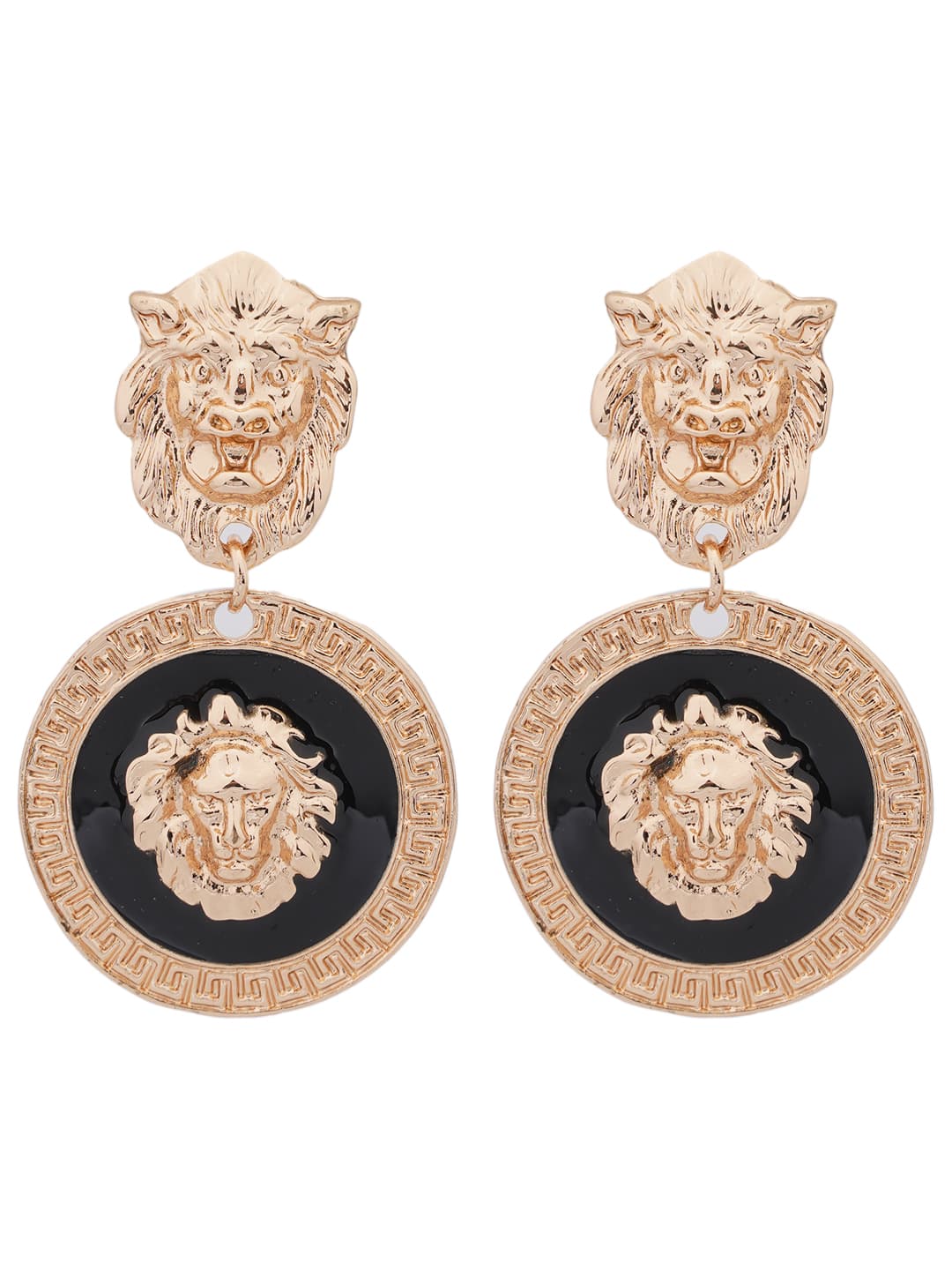 Lion Medallion Drop Earrings-1