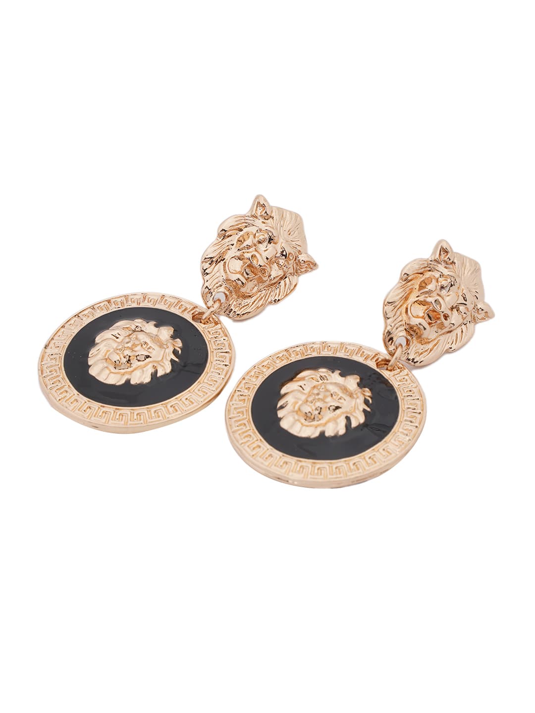 Lion Medallion Drop Earrings-2