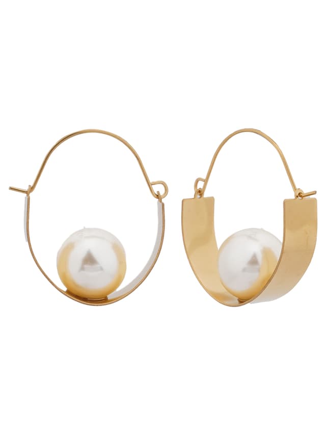 Pearl Cage Hoop Earrings-thumb-1
